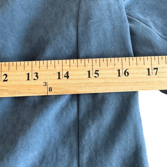 Forever 21 Women’s Faux Suede Blue Open Blazer Front Pockets Work Business Sz S - Picture 7 of 9